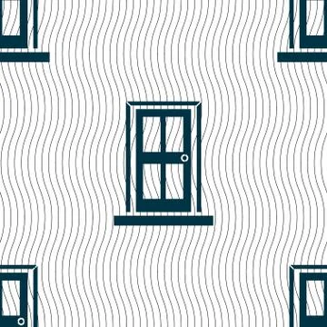 Door icon sign. Seamless pattern with geometric texture. Stock Illustration