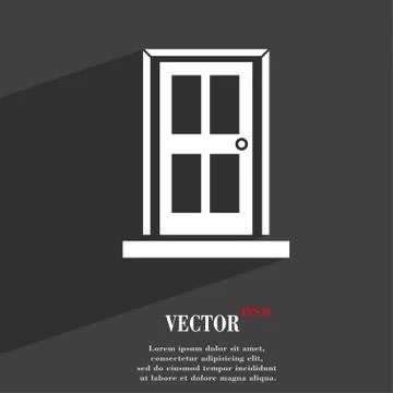 Door  icon symbol Flat modern web design with long shadow and space for your  Stock Illustration