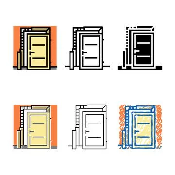 Door installation color icon vector minimal Stock Illustration