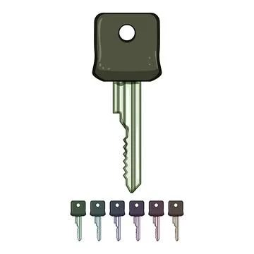 Door key cartoon vector graphic Stock Illustration