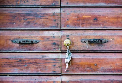 A door with a key chains Stock Photos