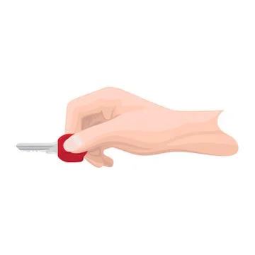 Door Key in Human Hand Flat Style Vector Stock Illustration