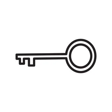 Door key icon (2) Black line art vector logo 스톡 일러스트