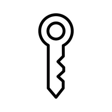 Door key icon linear logo mark in black and white Stock Illustration