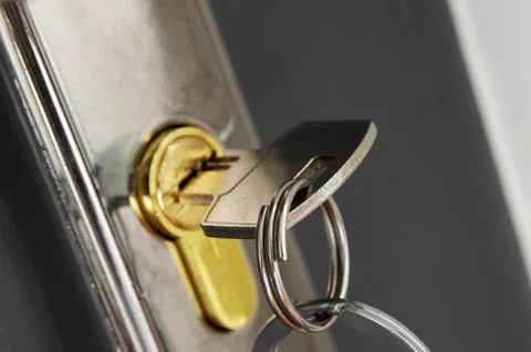 Door key macro closeup Stock Photos