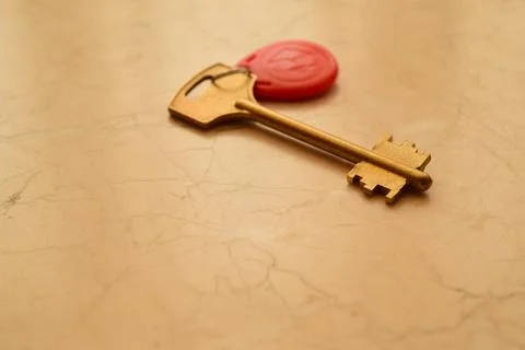 Door key on the table Stock Photos
