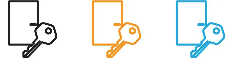 Door key vector logo set collection for web app ui Stock Illustration