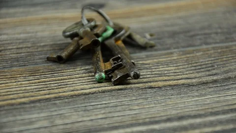 Door keys. A bunch of old keys. 17. Video stock 88174736