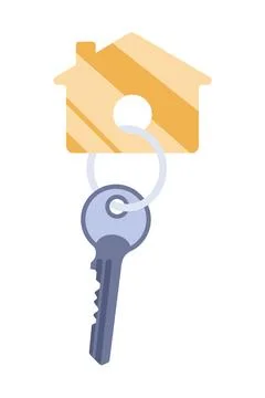 Door keys keyfob. Ring with trinket, keychains plastic tag hanging on keyring Stock Illustration