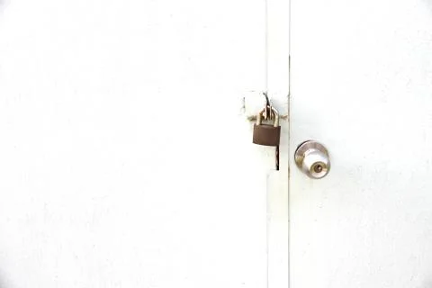 Door knobs and locks were closed. Fotos de archivo