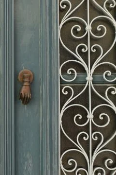 Door knocker metal pattern Stock-Fotos