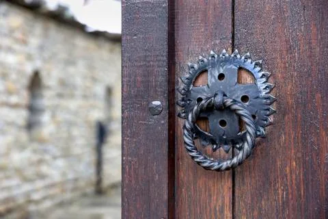 Door with a knocker Stock Photos