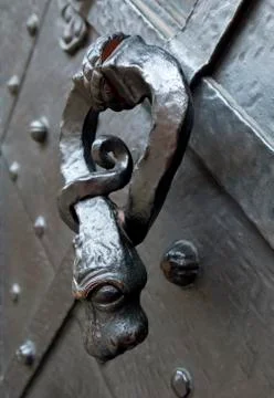 Door knocker in a shape of a snake Stock Photos