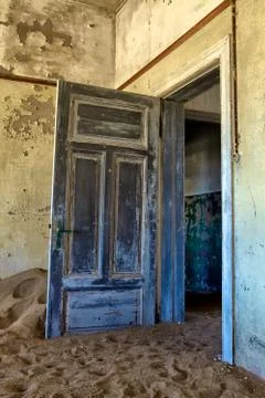 A door in kolmanskop's ghost town namibia africa Stock Photos