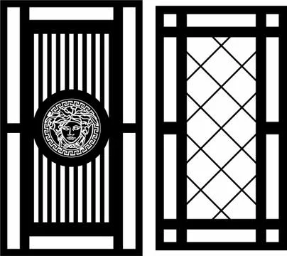 Door Laser cut cnc panel design for metal, wooden room divider. イラスト素材