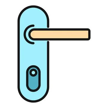 Door lever lock icon opening access and security Illustration