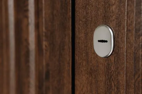 Door lock close-up. Selective focus Stock Photos