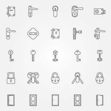 Door lock icons Stock Illustration