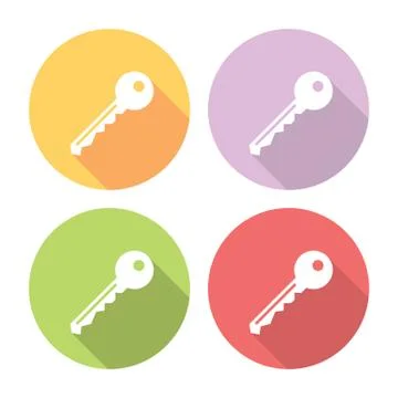 Door Lock Key Flat Icons Set Stock Illustration