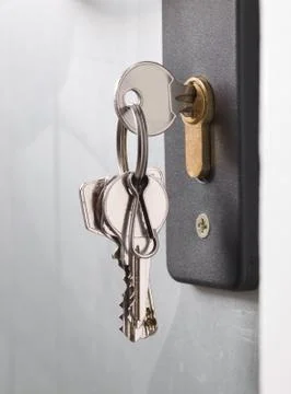 Door lock with keys Foto stock