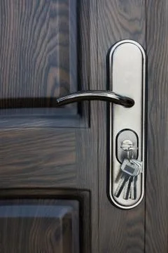 Door lock with keys Stock Photos