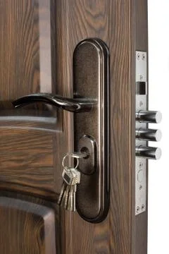 Door lock with keys Stock Photos