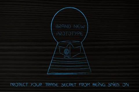 Door lock with secret prototype box behind it Stock Illustration