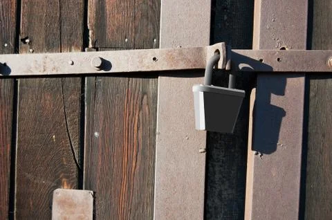 The door is locked on the lock Stock Photos