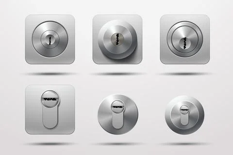Door locks in set isolated on white Stock Illustration