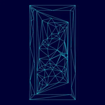 Door low poly triangulation triangulated polygonal electric cyan blue vibra.. Stock Illustration