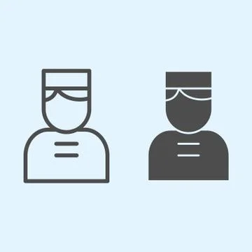 Door man line and solid icon. Hotel concierge person with cap. Horeca vector Stock Illustration