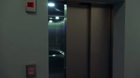 The door of a modern elevator slides closed Video stock 79683649
