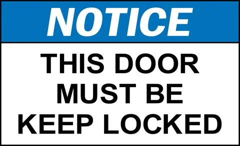 This door must be keep locked notice sign. Stock Illustration