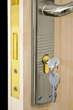 Door with new lock Stock Photos