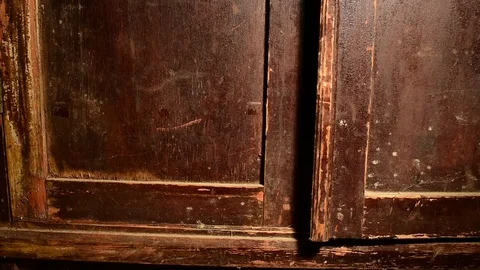 Door of the old cupboard bottom Stock Footage 120602326