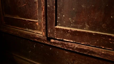 Door of the old  cupboard cannot open Stock Footage 120602249