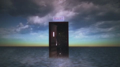 Door Open Deep Space Passage In Ocean, Abstract Background Stock Footage 167029834