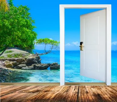 Door open palm beach Stock Photos