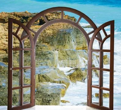 Door open sea Foto stock