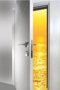 Door open to the sunset Stock Photos