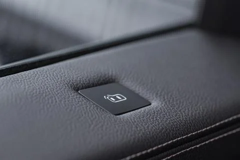 Door open warning system light inside modern car. DOW system. Door opened ala Stock Photos