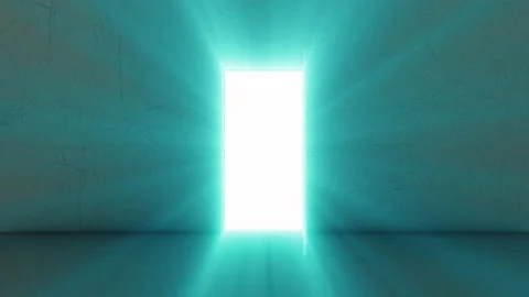 Door opening with bright light Shine effect Stock Footage 230781073