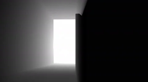 Door opening to bright white light Stock Footage 61328008