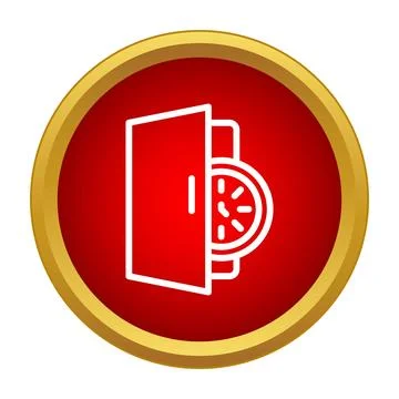 Door opening with clock icon indicating business hours Stock Illustration