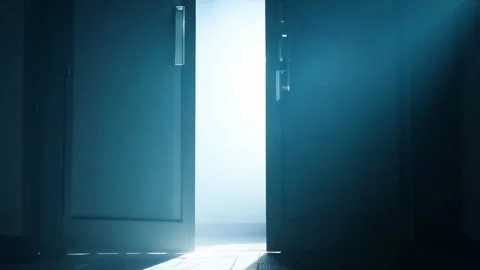 Door opening to light background Stock Footage 298464684