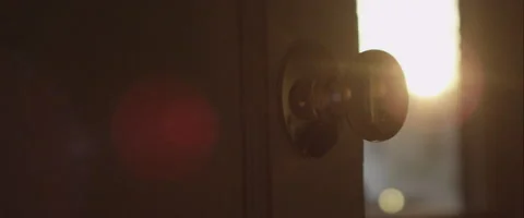 Door opening, slow motion, sunset Stock Footage