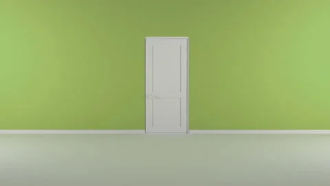 The door opens and a bright light floods the green room. It can be used as a con Stock Footage 165444786