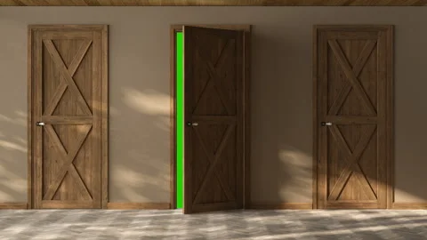 The door opens into a bright room. The interior is vintage and rustic. Video stock 318803871