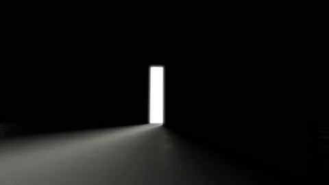 The door opens in the dark, and rays of light enter. The concept of the appearan Stock Footage 154880434