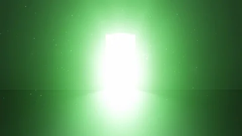 Door Opens in a Dark Room and Bright Light fills the room Green 2 Stock Footage
